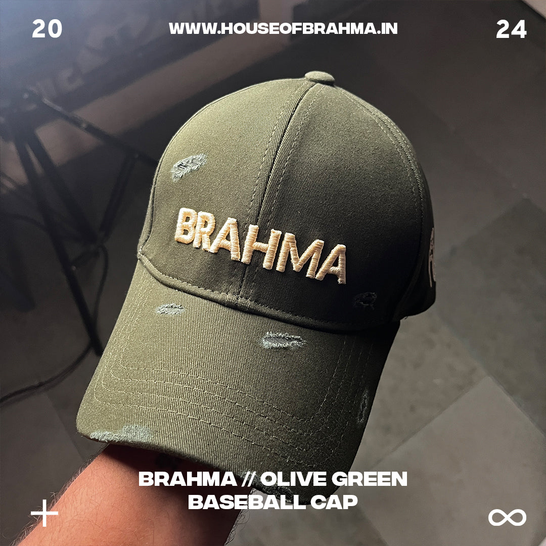 Brahma // Olive Distressed Baseball Cap