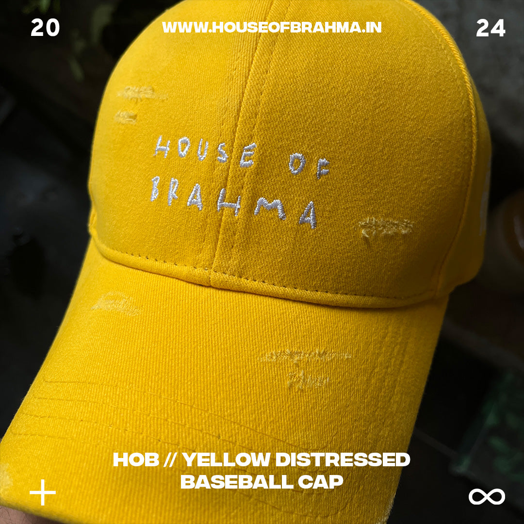 HOB // Yellow Distressed Baseball Cap