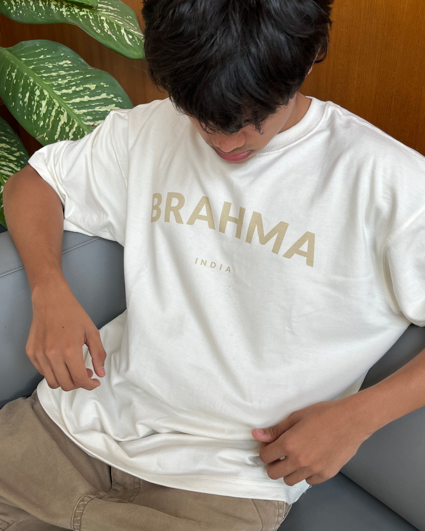 Brahma India // Beige Oversized Unisex T-shirt