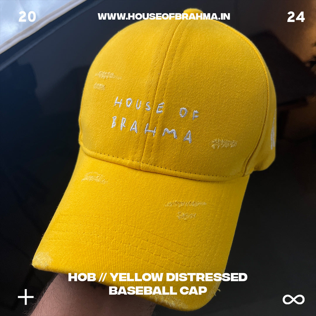 HOB // Yellow Distressed Baseball Cap