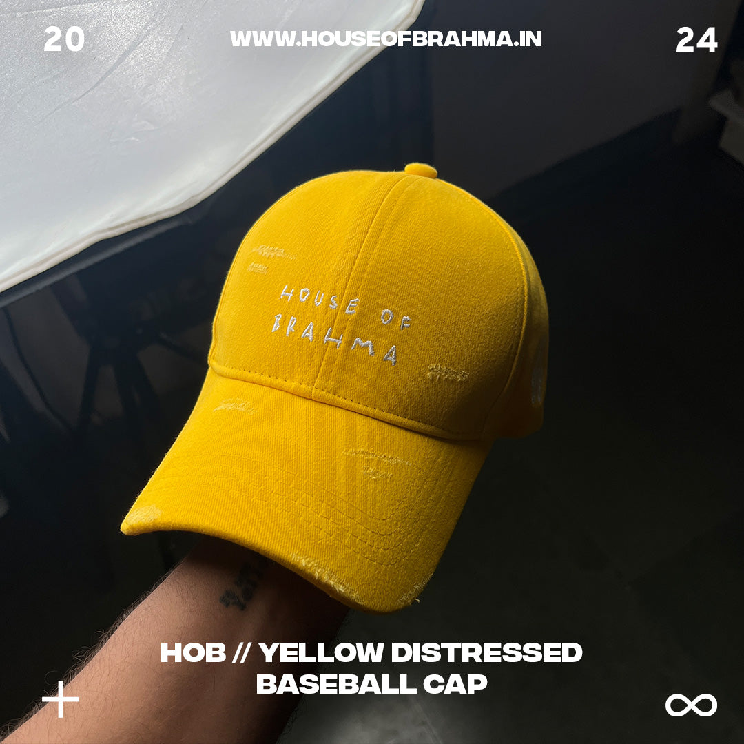 HOB // Yellow Distressed Baseball Cap