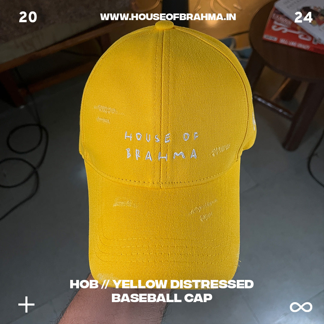 HOB // Yellow Distressed Baseball Cap