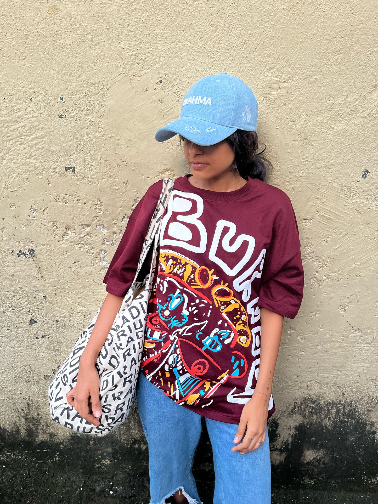 Burnout - Maroon Oversized T-shirt