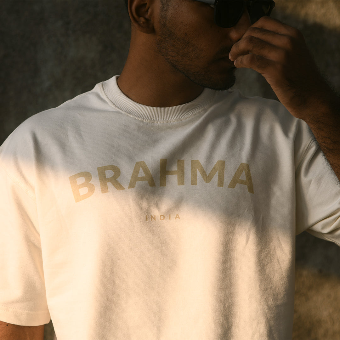 Brahma India // Beige Oversized Unisex T-shirt