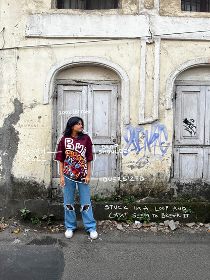 Burnout - Maroon Oversized T-shirt